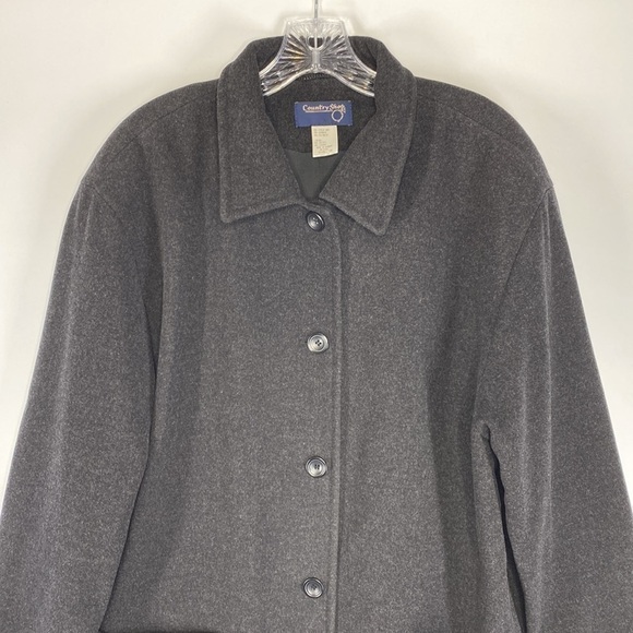 VTG Country Shop Black Wool Cashmere Blend Button Pea Coat Size 14 Germany Made - Picture 3 of 8